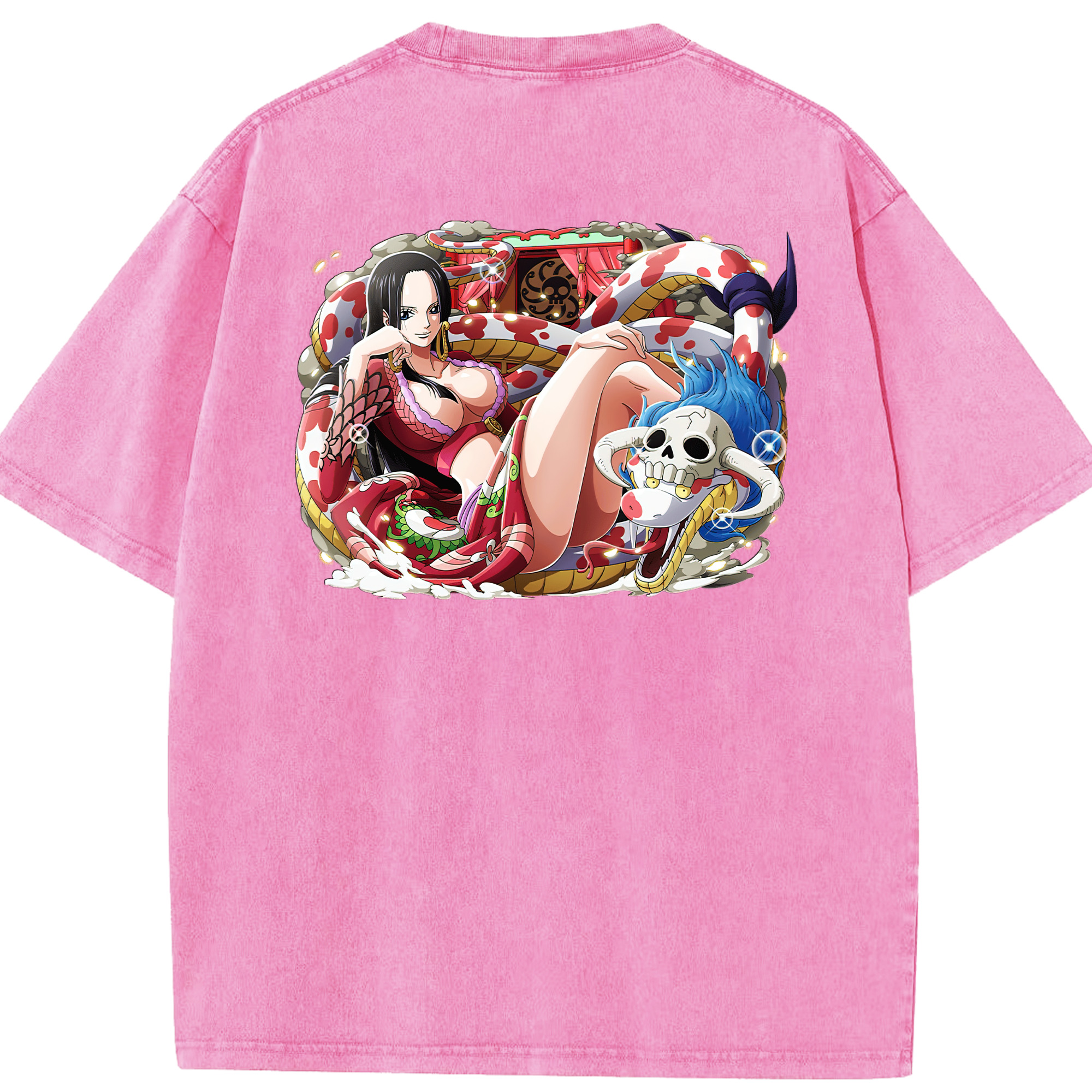 ワンピース ボア・ハンコック ONE PIECE Boa·Hancock 綿100% ヴィンテージ風 半袖Tシャツ（背面プリント）